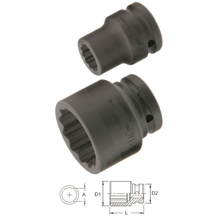 Genius Tools 655224 3/4"-os 12 lapú gépi dugókulcs fej, 24 mm termék fő termékképe