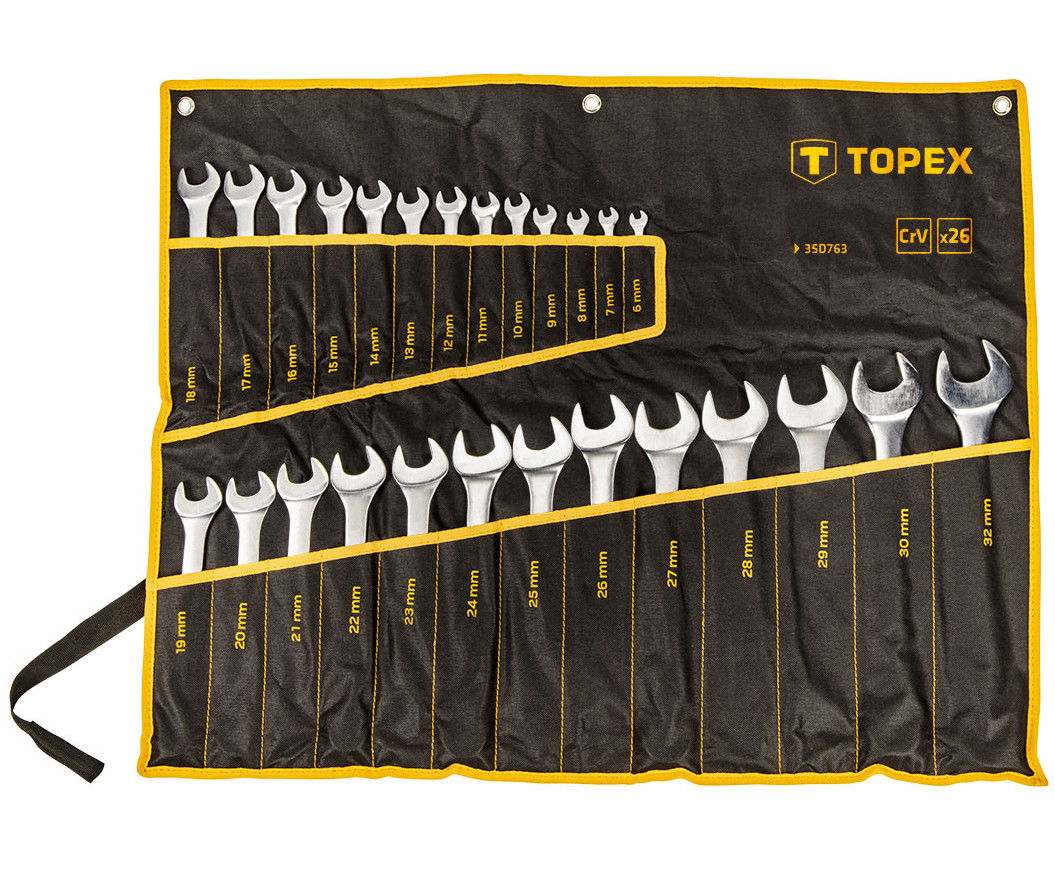 Topex 35D763 csillag-villáskulcs készlet, CrV acél, 26 részes termék fő termékképe