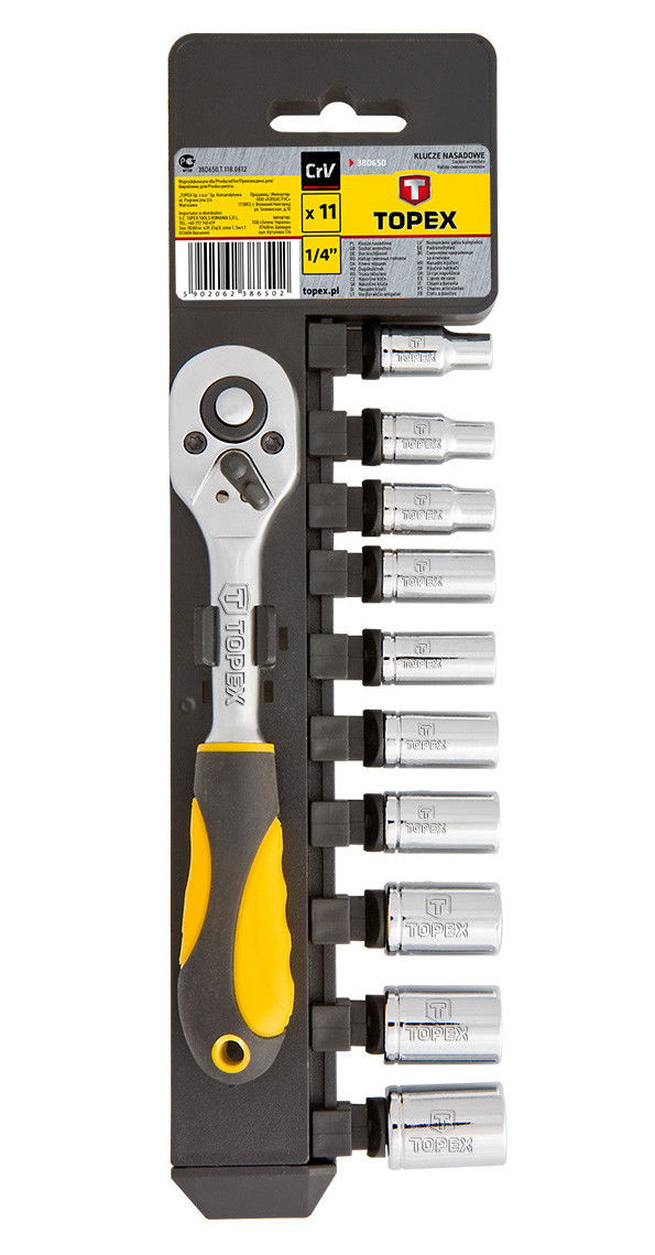 Topex 38D650 dugókulcs készlet, 1/4", 11 részes termék fő termékképe
