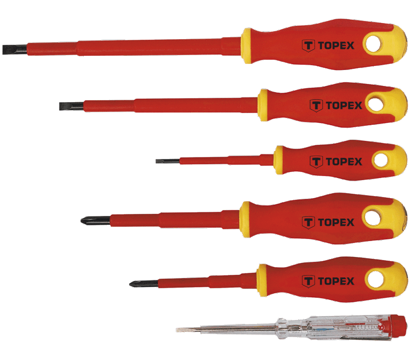 Topex 39D673 szigetelt csavarhúzó készlet 1000 V-ig, 6 részes termék fő termékképe