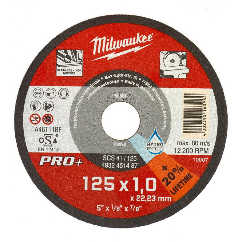 Milwaukee SCS 41/125 PRO+ vékony fémvágó tárcsa, egyenes, 125x1.0 mm, 200 db/csomag termék fő termékképe